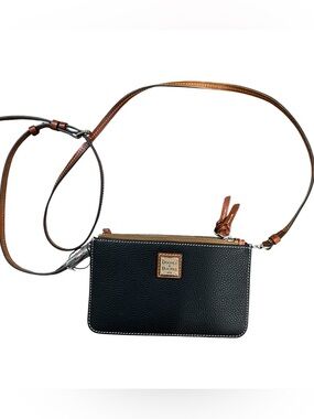 Dooney & Bourke Pebble Leather Ella Crossbody Black Double Zip Bag NWT